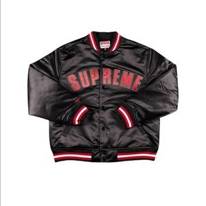 Supreme Mitchell & Ness Satin Varsity Jacket Black